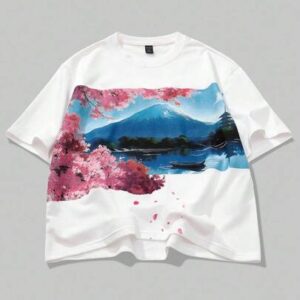 Anime Men's Japanese Style Printed Short Sleeve T-Shirt