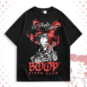 Betty Boop | ROMWE Men's Round Neck Cartoon Letter Print Casual Versatile Daily Wear Short Sleeve T-Shirt