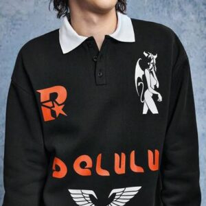 Casual Men's Contrast Color Polo Collar Letter Print Long Sleeve T-Shirt, For Fall