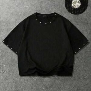 Essentials Men's Loose Fit Short Sleeve T-Shirt With Sparkling Diamond Decor