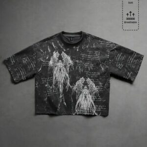 Goth Men's Casual Dark Human Portrait Graphic Round Neck Short Sleeve T-Shirt,  Spring/Summer