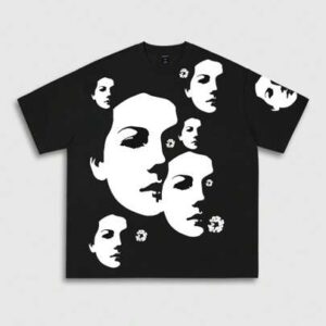 Goth Men's Fashion Face Print Short Sleeve T-Shirts, Summer Tee