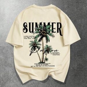 Goth Men's Letter & Plant Print Round Neck Casual Short Sleeve T-Shirt