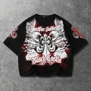 Goth Men's Printed Short Sleeve T-Shirt, Loose Fit