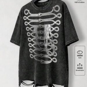 Goth Men's Round Neck Casual Versatile Daily Wear Snow Flake Print Short Sleeve T-Shirt