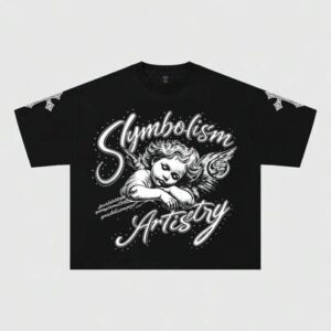 Goth Men's Street Angel Rhinestone Print Short Sleeve T-Shirt
