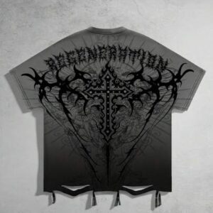 Goth Men's Street Style Batwing Sleeve Graphic T-Shirt, Suitable For Everyday Wear, Spring/Summer
