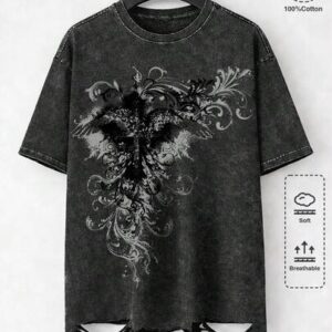 Goth Men's Summer Casual Wasabi Snow-Washed Short-Sleeve T-Shirt