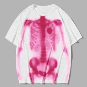 Goth Men's Y2K Casual Fashionable Street Commuting Skeleton Print Loose Fit T-Shirt, Summer