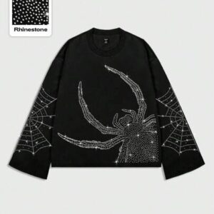Goth Spring Casual Graphic Men'S Sparkling Diamond Pattern Long Sleeve T-Shirt, Loose Cropped Fit
