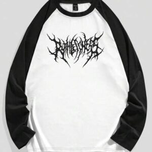 Goth Spring Casual Graphic Men Letter Graphic Raglan Sleeve Tee, School, Fall