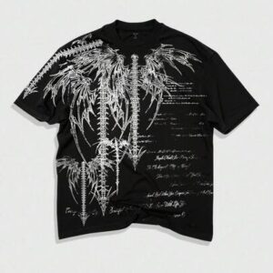 Goth Spring/Summer Casual Graphic Men'S Fashionable Contrast Color Print Short Sleeve T-Shirt, Summer, 2000S Style