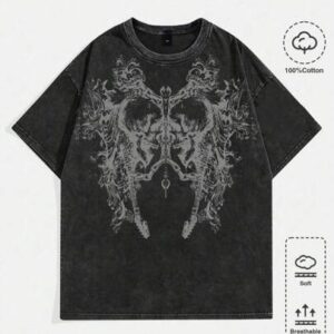 Goth Spring/Summer Casual Graphic Men'S Summer Printed Round Neck Casual Short Sleeved T-Shirt, School, Rave
