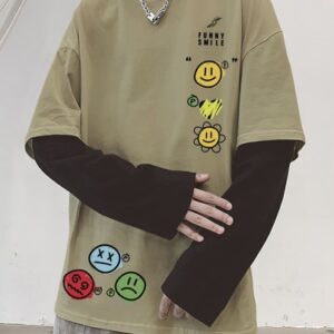 Guys Cartoon And Letter Graphic 2 In 1 Tee