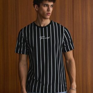 Guys Letter Graphic Striped Tee