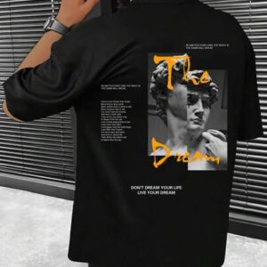 Guys Slogan & Figure Graphic Drop Shoulder Tee