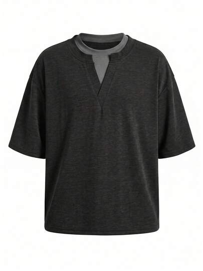 Men's 2 In 1 Contrast Color Collar T-Shirt