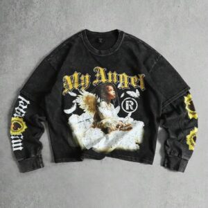 Men's 2 In 1 Washed Print Long Sleeve T-Shirt
