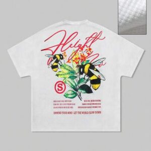Men's Casual Bee & Letter Print Short Sleeve T-Shirt, Suitable For Spring & Summer