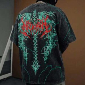 Men's Casual Street American Style Snow Flake & Thorn English Print Short Sleeve T-Shirt