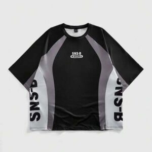 Men's Colorblock Print Round Neck Short Sleeve T-Shirt, Y2K Style, Streetwear