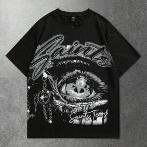 Men's Eye Graphic Print Short Sleeve T-Shirt, Casual Spring/Summer
