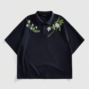 Men's Floral & Letter Embroidered Casual Short Sleeve T-Shirt, Summer
