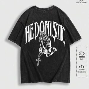 Men's Gothic Leisure Acid-Washed Retro Short Sleeve T-Shirt, Suitable For Daily Wear In Spring/Summer, Halloween