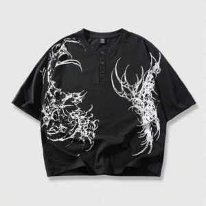 Men's Gothic Pattern Round Neck Casual Versatile Daily Wear Short Sleeve T-Shirt