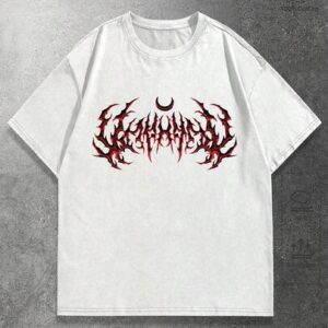 Men's Gothic Print Round Neck Short Sleeve Casual T-Shirt