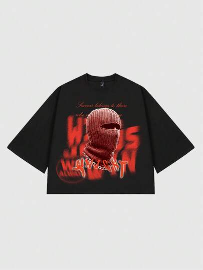 Men's Letter & Figure Print Street Style Short Sleeve T-Shirt