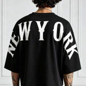 Men's Loose Fit 3/4 Sleeve Foil Print T-Shirt
