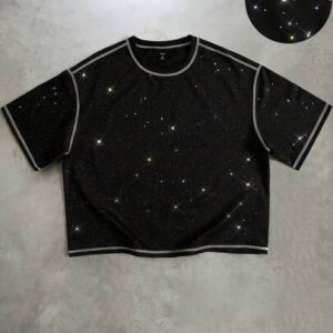 Men's Loose Fit Contrast Color Sequin Embellished T-Shirt