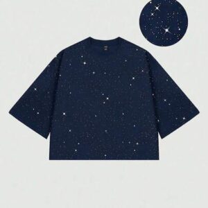Men's Loose Fit Glitter Sequin Embellished 3/4 Sleeve T-Shirt
