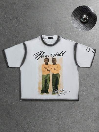 Men's Loose Fit Spray Dye Trim Short Sleeve T-Shirt