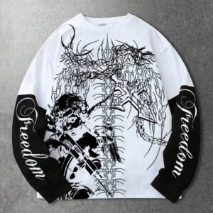 Men's Minimalist Printed Crew Neck Long Sleeve T-Shirt