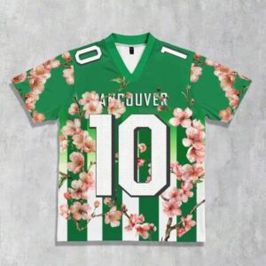Men's Preppy Football & Floral Print Short Sleeve T-Shirt, Everyday Wear