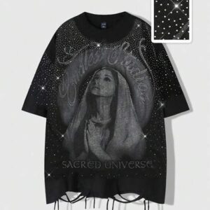 Men's Rhinestone Embellished Street Graphic Print Short Sleeve T-Shirt