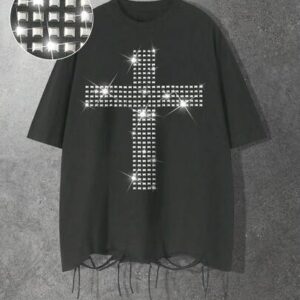 Men's Rivet Decor Round Neck Short Sleeve T-Shirt