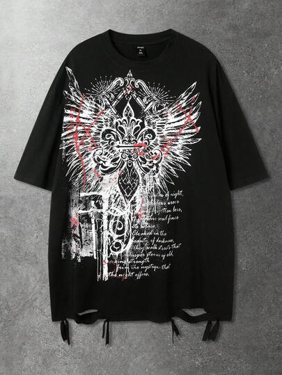 Men's Round Neck Short Sleeve Fashionable Printed Casual T-Shirt, Summer