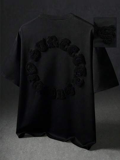 Men's Short Sleeve T-Shirt With Embroidered Motif, Suitable For Spring And Summer
