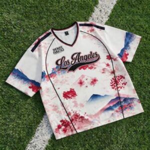 Men's Short Sleeve Vintage Cherry Blossom Graphic Casual T-Shirt