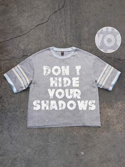 Men's Slogan Print Round Neck Casual Short Sleeve T-Shirt
