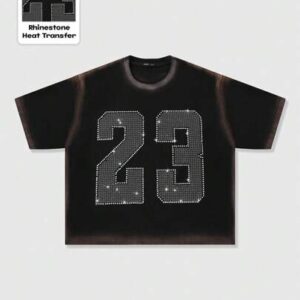 Men's Street Life Glitter Diamond Trim Spray Printed Short Sleeve T-Shirt, Loose Cropped Style