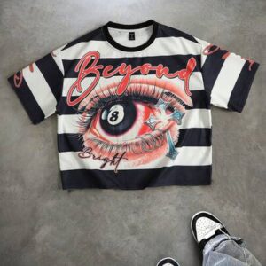 Men's Striped Loose Short Sleeve T-Shirt, Retro Street Style, Spring/Summer