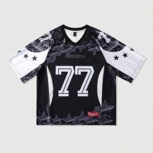 Men's V-Neck Raglan Sleeve 77 Print Casual Summer Versatile T-Shirt