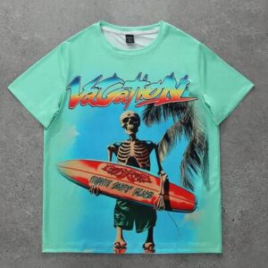 Men's Vacation Printed Short Sleeve T-Shirt, Suitable For Spring And Summer