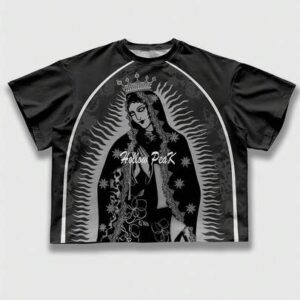 Men's Virgin Mary Graphic Round Neck Short Sleeve Casual Versatile T-Shirt
