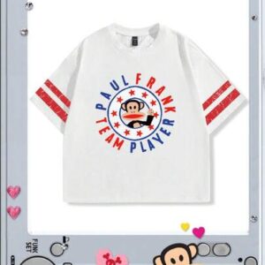 Paul Frank X ROMWE Men's Letter & Monkey Print Round Neck Short Sleeve T-Shirt, Summer