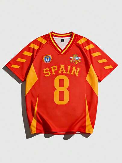 Prep 2026 World Cup Spain Inspired Casual Summer Short Sleeve Tops, Unisex Sports Style T-Shirt